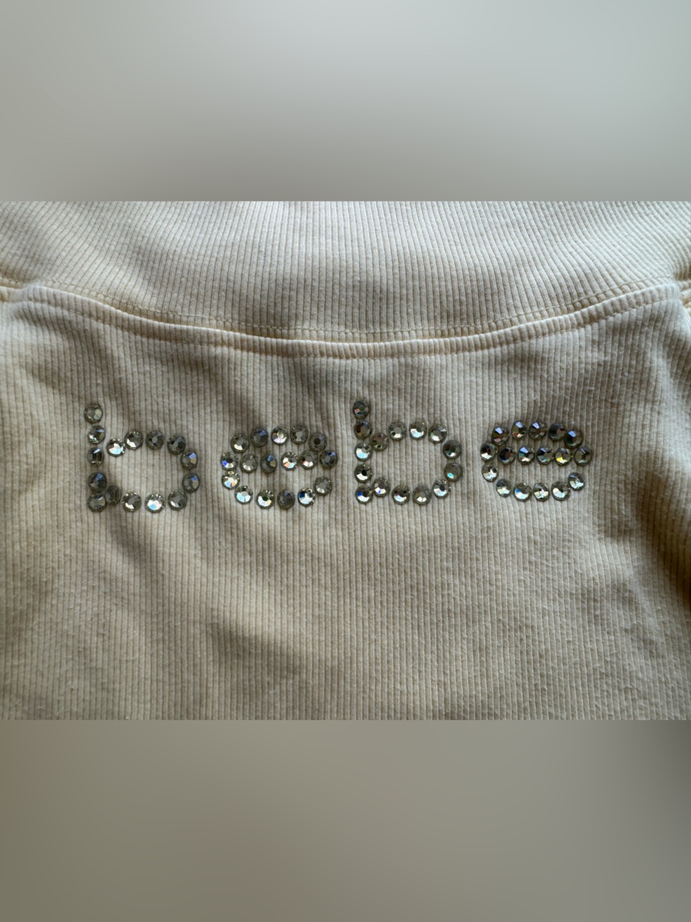 bebe Yellow Off-Shoulder with Rhinestone Logo - Picture 2 of 4